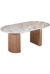 Upton Natural Marble Mango Wood Pedestal Dining Table 6 To 8 Seater - thumbnail 3