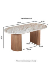 Upton Natural Marble Mango Wood Pedestal Dining Table 6 To 8 Seater - thumbnail 5
