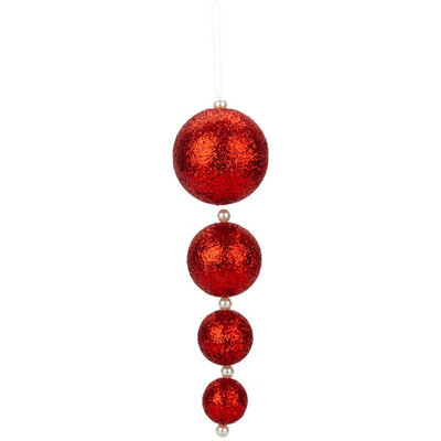 Christmas Bauble Decoration Hanging Tree Ornament X 4 31Cm Red - image 1