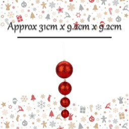 Christmas Bauble Decoration Hanging Tree Ornament X 4 31Cm Red - thumbnail 2