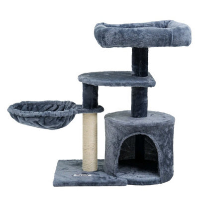 Charcoal Grey Cat Tree Scratching Post Large Multilevel Climbing Tower Activity Centre - image 1