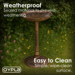 Oypla Traditional Ornamental Pedestal Garden Water Bird Bath (Bronze) - thumbnail 4