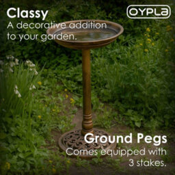 Oypla Traditional Ornamental Pedestal Garden Water Bird Bath (Bronze) - thumbnail 6