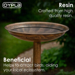 Oypla Traditional Ornamental Pedestal Garden Water Bird Bath (Bronze) - thumbnail 5