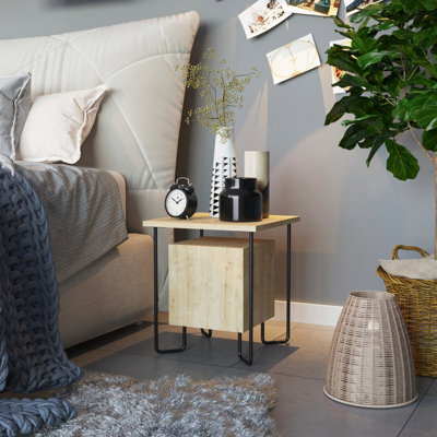 Decortie Acres Modern Bedside Table Nightstand 40Cm Bedroom Oak H 45Cm - image 1