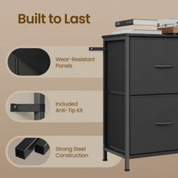 Ledrem Chest Of Drawers, Storage Unit With 5 Fabric Drawers And Wooden Top, 98.7 X 30 X 74.7 Cm, Black - thumbnail 8