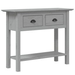 Berkfield Console Table Bodo Grey 90X34.5X73 Cm Solid Wood Pine - thumbnail 2