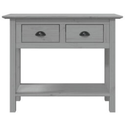 Berkfield Console Table Bodo Grey 90X34.5X73 Cm Solid Wood Pine - thumbnail 3