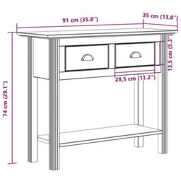 Berkfield Console Table Bodo Grey 90X34.5X73 Cm Solid Wood Pine - thumbnail 8