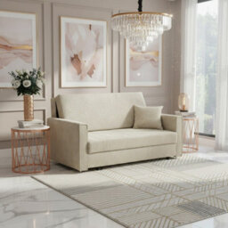 Viva Bis Iii Premium Sofa Bed For Living Room Chipboard Frame Polyurethane Foam Wave Springs 153X85X98Cm Cream