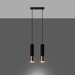 Sollux Lighting Loopez Steel Black/copper 2 Light Classic Pendant Ceiling Light - thumbnail 2