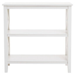 Orsina Three Shelf Ivory Book Case, Pine Wood Tall Book Shelf, Large Book Case For Home & Office