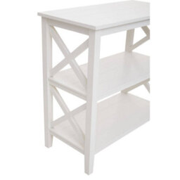 Orsina Three Shelf Ivory Book Case, Pine Wood Tall Book Shelf, Large Book Case For Home & Office - thumbnail 8
