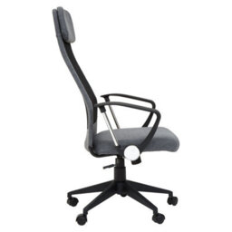 Orsina Comfortable Black Mesh And Grey Fabric Home Office Chair, Ergonomic Work From Home Chair, Movable Sleek Chair - thumbnail 4
