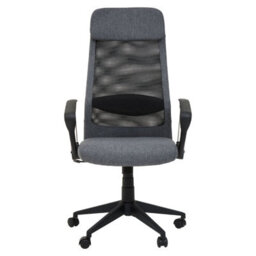 Orsina Comfortable Black Mesh And Grey Fabric Home Office Chair, Ergonomic Work From Home Chair, Movable Sleek Chair - thumbnail 3