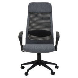 Orsina Comfortable Black Mesh And Grey Fabric Home Office Chair, Ergonomic Work From Home Chair, Movable Sleek Chair - thumbnail 2