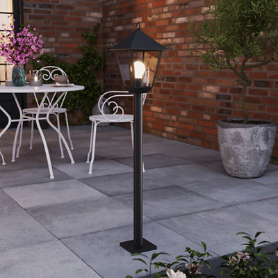 GoodHome Lantern Black Mains-Powered 1 Lamp Outdoor 4 Faces Post Light (H)1100mm - image 1
