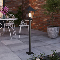 GoodHome Lantern Black Mains-Powered 1 Lamp Outdoor 4 Faces Post Light (H)1100mm - thumbnail 1