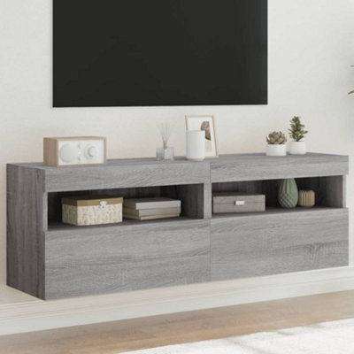 Berkfield Tv Wall Cabinets With Led Lights 2 Pcs Grey Sonoma 60X30X40 Cm - image 1