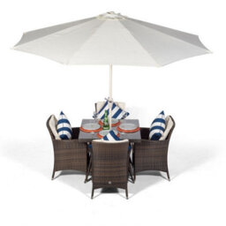 That's Furniture Savannah Square 4 Seater Rattan Patio Dining Set - Brown - thumbnail 6