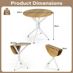 White Round Extendable Kitchen Table For Small Apartment And Living Room - thumbnail 2