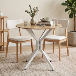 White Round Extendable Kitchen Table For Small Apartment And Living Room - thumbnail 6