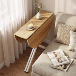 White Round Extendable Kitchen Table For Small Apartment And Living Room - thumbnail 5