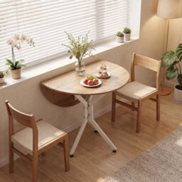 White Round Extendable Kitchen Table For Small Apartment And Living Room - thumbnail 4