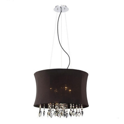 Luminosa Lighting Luminosa Niki Pendant 4 Light E14 Black Shade Polished Chrome/smoked Crystal - image 1