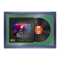 "AK Frames 25X17"" Purple Modern Vinyl Record Frame With Emerald Mount For 12 Inch Lp Cover & Disc - Overlapped Design" - thumbnail 1