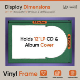 "AK Frames 25X17"" Purple Modern Vinyl Record Frame With Emerald Mount For 12 Inch Lp Cover & Disc - Overlapped Design" - thumbnail 2