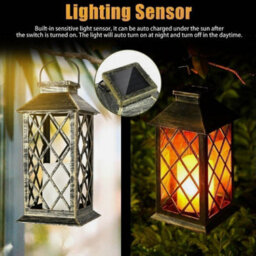Solar Powered Led Lantern Light Hanging Waterproof Garden Candle Lamp Outdoor - thumbnail 3