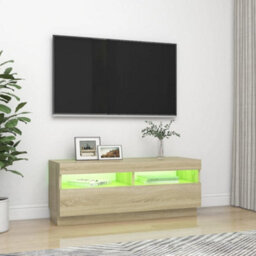 Walplus Tv Cabinet With Led Lights Sonoma Oak 100X35X40 Cm - thumbnail 4
