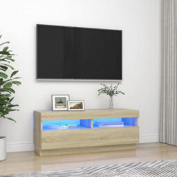 Walplus Tv Cabinet With Led Lights Sonoma Oak 100X35X40 Cm - thumbnail 1