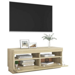 Walplus Tv Cabinet With Led Lights Sonoma Oak 100X35X40 Cm - thumbnail 7