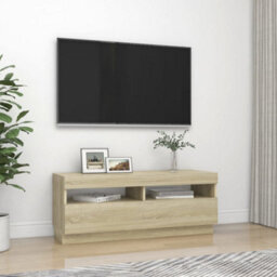 Walplus Tv Cabinet With Led Lights Sonoma Oak 100X35X40 Cm - thumbnail 6