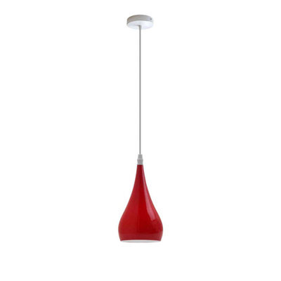 Ledsone Modern Industrial Teardrop Hanging Ceiling Light Red Pendant Lamp, Eyeball Design Modern Light Shades E27 Lamp Red