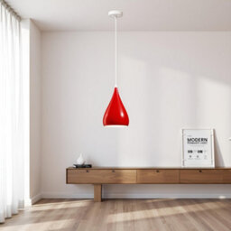 Ledsone Modern Industrial Teardrop Hanging Ceiling Light Red Pendant Lamp, Eyeball Design Modern Light Shades E27 Lamp Red - thumbnail 4