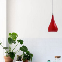 Ledsone Modern Industrial Teardrop Hanging Ceiling Light Red Pendant Lamp, Eyeball Design Modern Light Shades E27 Lamp Red - thumbnail 5