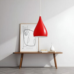 Ledsone Modern Industrial Teardrop Hanging Ceiling Light Red Pendant Lamp, Eyeball Design Modern Light Shades E27 Lamp Red - thumbnail 7