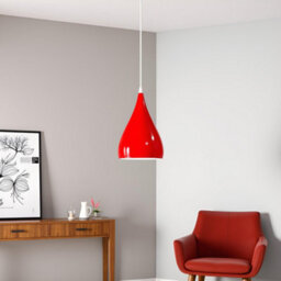 Ledsone Modern Industrial Teardrop Hanging Ceiling Light Red Pendant Lamp, Eyeball Design Modern Light Shades E27 Lamp Red - thumbnail 3