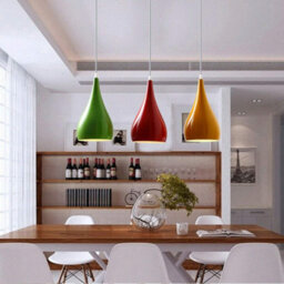 Ledsone Modern Industrial Teardrop Hanging Ceiling Light Red Pendant Lamp, Eyeball Design Modern Light Shades E27 Lamp Red - thumbnail 9