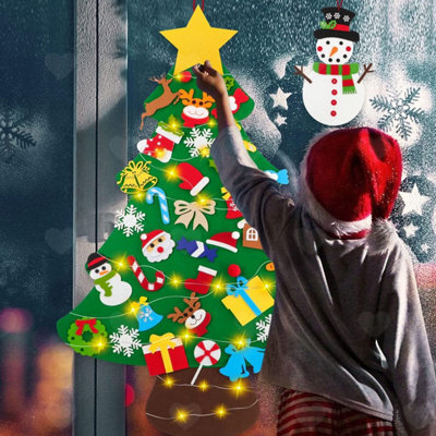Amorly Diy Felt Christmas Tree For Toddlers, 100Cm Kit With 40 Ornaments 5M Light String, Interactive Wall Hanging Xmas Home Decoration - image 1
