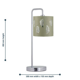 First Choice Lighting Chrome Arched Table Lamp With Sage Green Fern Shade - thumbnail 6