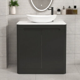Royal Bathrooms Venice 800mm Matt Nocturne Black Freestanding Bathroom Countertop Vanity Unit 2 Door With Cesar Basin - thumbnail 1