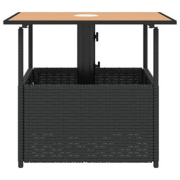 Berkfield Garden Table With Parasol Hole Black 55X55X46.5 Cm Poly Rattan - thumbnail 5