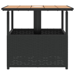 Berkfield Garden Table With Parasol Hole Black 55X55X46.5 Cm Poly Rattan - thumbnail 6