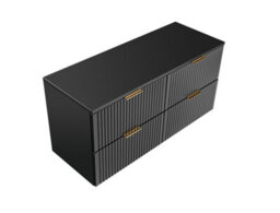 Impact Furniture Bathroom Double Vanity Unit 1200mm Countertop Wall Hung Drawer Cabinet Ribbed Black Modern Fluted Adel - thumbnail 2