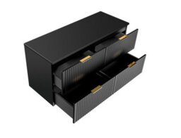 Impact Furniture Bathroom Double Vanity Unit 1200mm Countertop Wall Hung Drawer Cabinet Ribbed Black Modern Fluted Adel - thumbnail 3