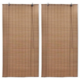 Berkfield Eco-Friendly Bamboo Roller Blinds 2 Pcs 100X160 Cm Brown - thumbnail 2